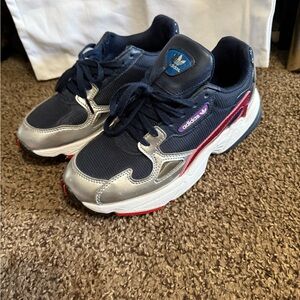 Adidas Women's Navy and Silver Sneakers
